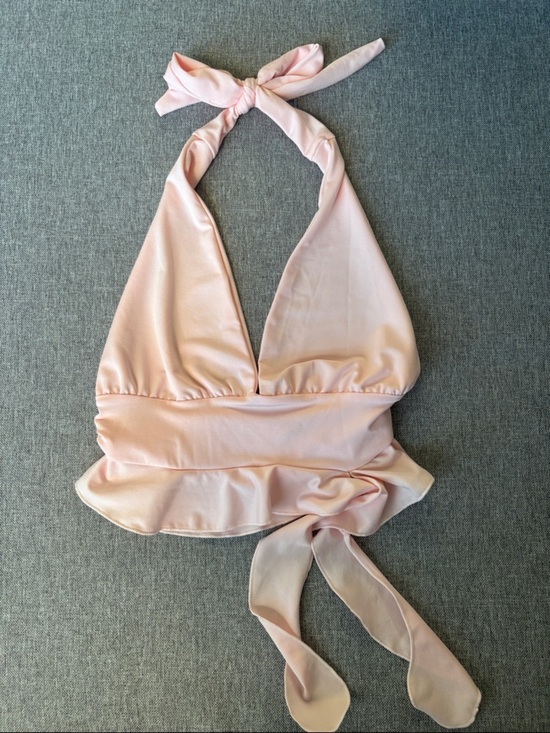 Amazon Tops - Backless Soft Pink Halter Tie-Back Top